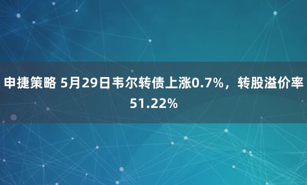 申捷策略 5月29日韦尔转债上涨0.7%，转股溢价率51.22%
